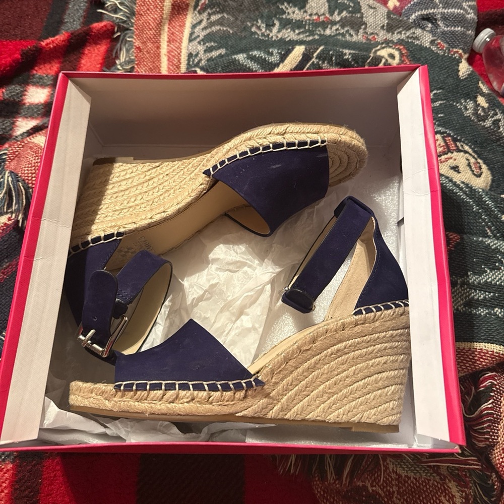 Vince Camuto Blue Espadrille Wedge Sandals